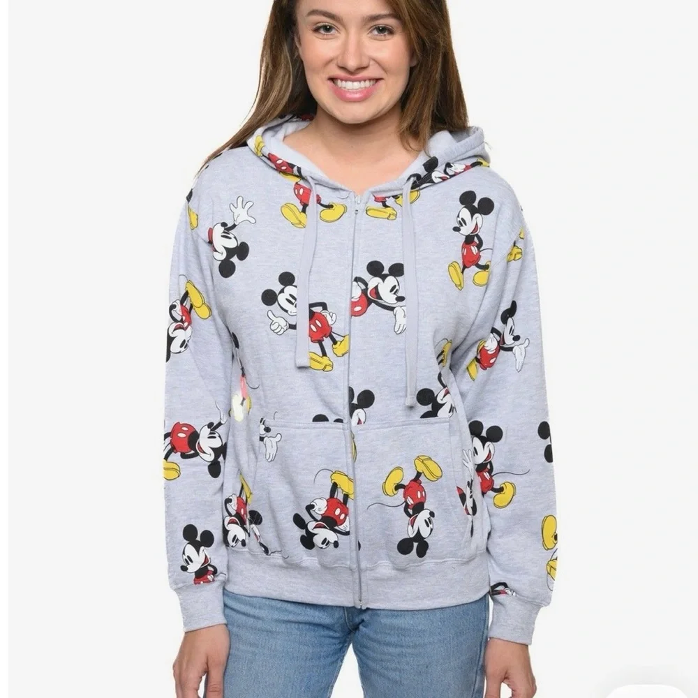 Disney Parks Full Zip Light Weight Gray Mickey Hoodie - Picture 2 of 7